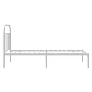 Berkfield Metal Bed Frame with Headboard White 100x190 cm