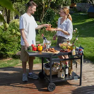 Kris 110 cm Outdoor BBQ and Pizza Oven Worktable Patio Bar Grill Cart