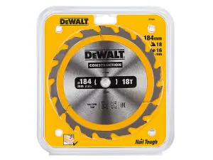 Dewalt DT1938-QZ Portable Construction Circular Saw Blade 184 x 16mm x 18T