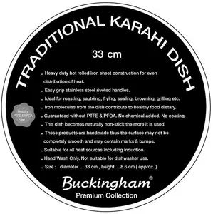 Buckingham Regular Karahi Dish Cast iron  Versatile Cookware for Frying Stir Fryingn Curries