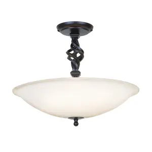 Elstead Pembroke 3 Light Semi Flush Ceiling Light Black, E14