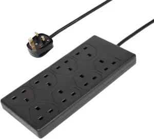 Black Extension lead 2Metre - 13A Amps