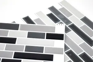 Smoked Glass Backsplash Tiles Peel & Stick 4pcs White Grey Black Home Wall Self Adhesive Stickers