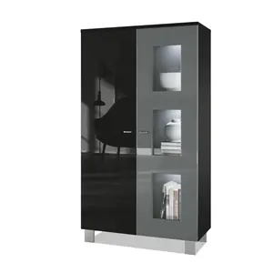 Mccombs Curio Cabinet Grey/Black / With