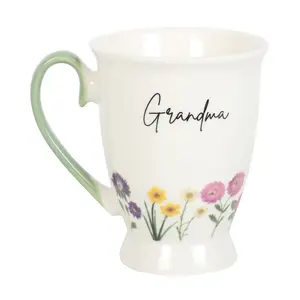 Something Different Grandma Wild Flowers Pedestal Mug White/Pale Green (One Size)