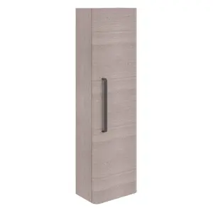 Emery Wall Hung Textured Grey Tall Bathroom Cabinet with Black Bar Handle (H)120cm (W)35cm