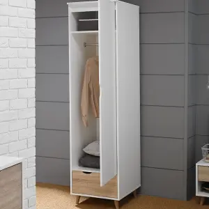 Stockholm 1 Door Wardrobe White-Oak