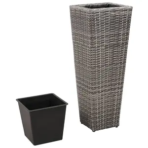 Berkfield Garden Raised Beds 3 pcs Poly Rattan Grey