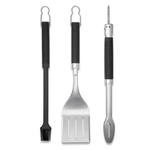 Weber Precision Black Rubber & stainless steel 3 piece Barbecue tool set