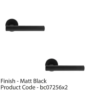 2 PACK - PAIR Straight Round T Bar Handle on Round Rose Concealed Fix Matt Black