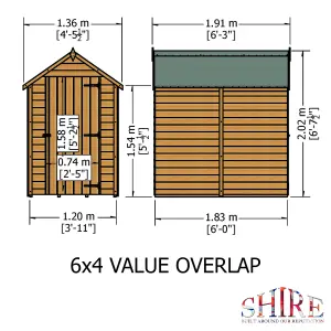 Shire Overlap 6x4 Single Door Windowless Value Garden Shed