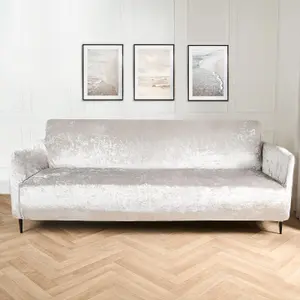 Sofa Covers Crushed Velvet Furniture Protector Couch 3 Seater, Silver