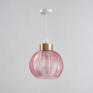 Pink Glass Easy Fit Pendant Shade, 21cm Diameter