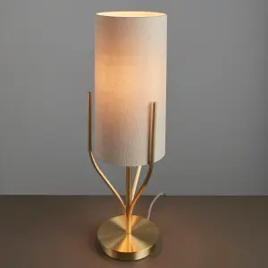 Finn Satin Brushed Gold Natural Lined Shade 1 Light Table Light