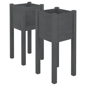 Berkfield Garden Planters 2 pcs Grey 31x31x70 cm Solid Pinewood