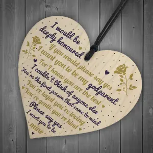 Red Ocean Godparents Godmother Father Gifts Handmade Wooden Hanging Heart Sign Plaque Keepsake Thank You Christening