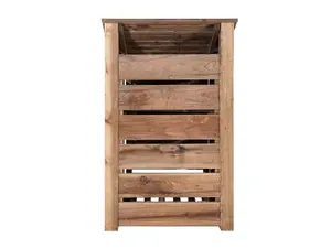 Slatted wooden log store W-79cm, H-126cm, D-88cm - brown finish