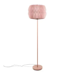 ValueLights Bett Pink Metal Floor Lamp with Origami Paper Fold Lampshade