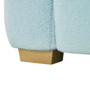 3 Seater Sofa, Teddy Fleece Fabric 210 CM Loveseat Couch with 2 Pillow for Living Room Bedroom - Baby Blue