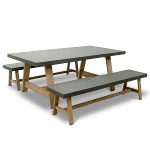 Vintage Style Garden Picnic Bench Dining Table with Outdoor Garden Bench Patio Lawn Decking Terrace Furniture