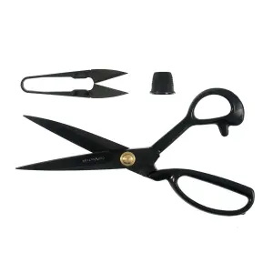 Set: Tailors Shears (28cm), Thread Snips (10cm) and Thimble: Black