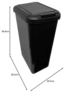 Kitchen Bin Touch and Lift Rectangle Swing Bin Waste Rubbish Recycle Bin 45L - Black