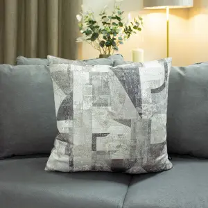 Ashley Wilde Neutra Jacquard Woven Geometric Patterned Polyester Filled Cushion