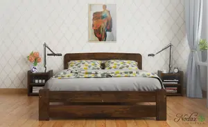 Nodax SUPER KING Bed Frame, 6', 180x200cm, F1, Solid Pine Wood, Easy Assembly, Sturdy Slats & Extra Support Legs, , WALNUT finish