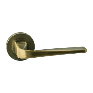 UAP ORO & ORO - Forma Lever - Round Rose Matt Antique Door Handle for Internal Doors - Easy Installation with Bolt-Through Fixing