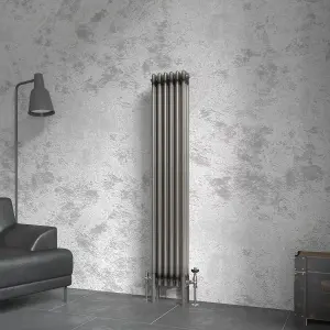 Right Radiators 1500x292 mm Vertical Traditional 3 Column Cast Iron Style Radiator Raw Metal