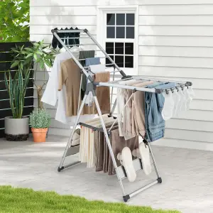 Costway 2-Layer Foldable Clothes Drying Rack Adjustable Clothes Hanger W/Shoe Holder