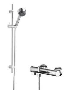 Current Wall Mount Thermostatic Bath Shower Mixer Tap with Linear Slide Rail Kit - Chrome - Balterley