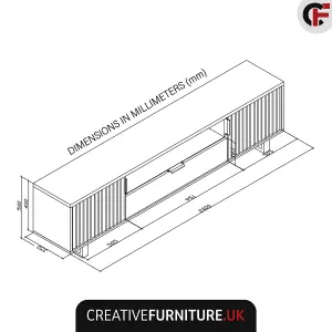 Blackridge TV Unit 200cm Oak & Black Fluted - Creative Furniture