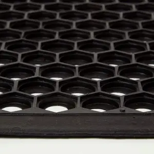 Homescapes Set of 2 Honeycomb Black Rubber Door Mats 75 x 45 cm