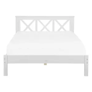 Wooden EU Double Size Bed White TANNAY