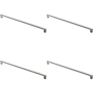 4 PACK - Square Block Pull Handle 330 x 10mm 320mm Fixing Centres Polished Chrome