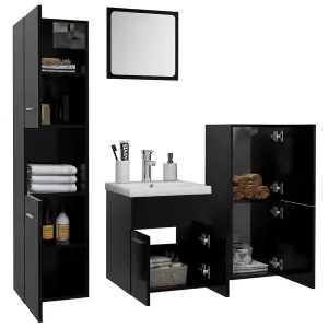 Berkfield Bathroom Furniture Set Black Engineered Wood