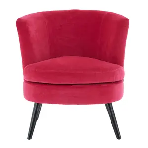 Interiors By Premier Elegant Round Plush Pink Cotton Velvet Armchair, Velvet Upholstered Comfortable Armchair For Livingroom