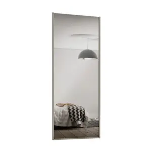 Spacepro Full panel Pebble frame Single panel Mirrored Sliding wardrobe door, (H) 2220mm x (W) 762mm