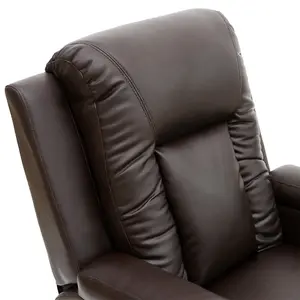 Manual Pushback Recliner Chair With Compact Living Room Design And Cup Holders In Brown Bonded Leather