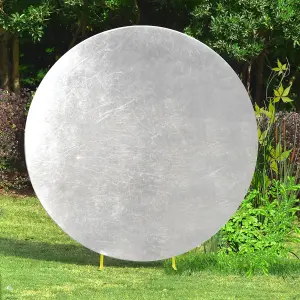 Round Polyester Spandex Arch Stand Backdrop Cover Garden Arbors Cover, Shiny Silver - 150cm