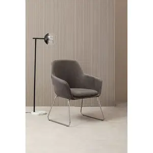 Interiors by Premier Grey Chair, Easy Care Velvet Chair, Arm and Backrest Chair for Living Room, Space-Sufficient Lounge Chair