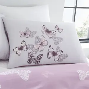 Catherine Lansfield Bedding Scatter Butterfly Duvet Cover Set with Pillowcases Heather