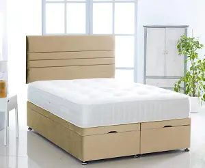 Mink Plush Foot Lift Ottoman Bed With Memory Spring Mattress And  Horizontal Headboard 2FT6 Small Single