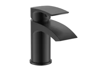 Aquarius Arc Mini Mono Basin Mixer Tap inc Waste Matt Black