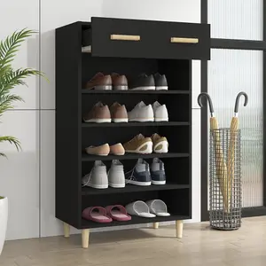 Berkfield Shoe Cabinet Black 60x35x105 cm Engineered Wood