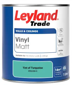 Leyland Trade Vinyl Matt Walls & Ceilings Emulsion Paint Tint of Turquoise (PPG1232-5) 1L