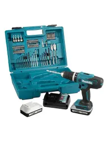 Makita HP488DAEX1 18v Lithium Combi Hammer Drill 2x 2Ah - 74 Screwdriver Bit Set