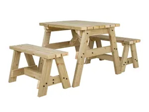 Victoria wooden picnic bench and table set, outdoor dining set (4ft, Natural finish)