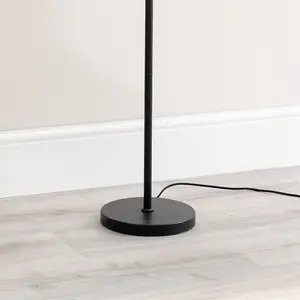 ValueLights Marissa Matt Black Stacked Ball Floor Lamp with Forest Green Drum Shade - LED Bulb Included